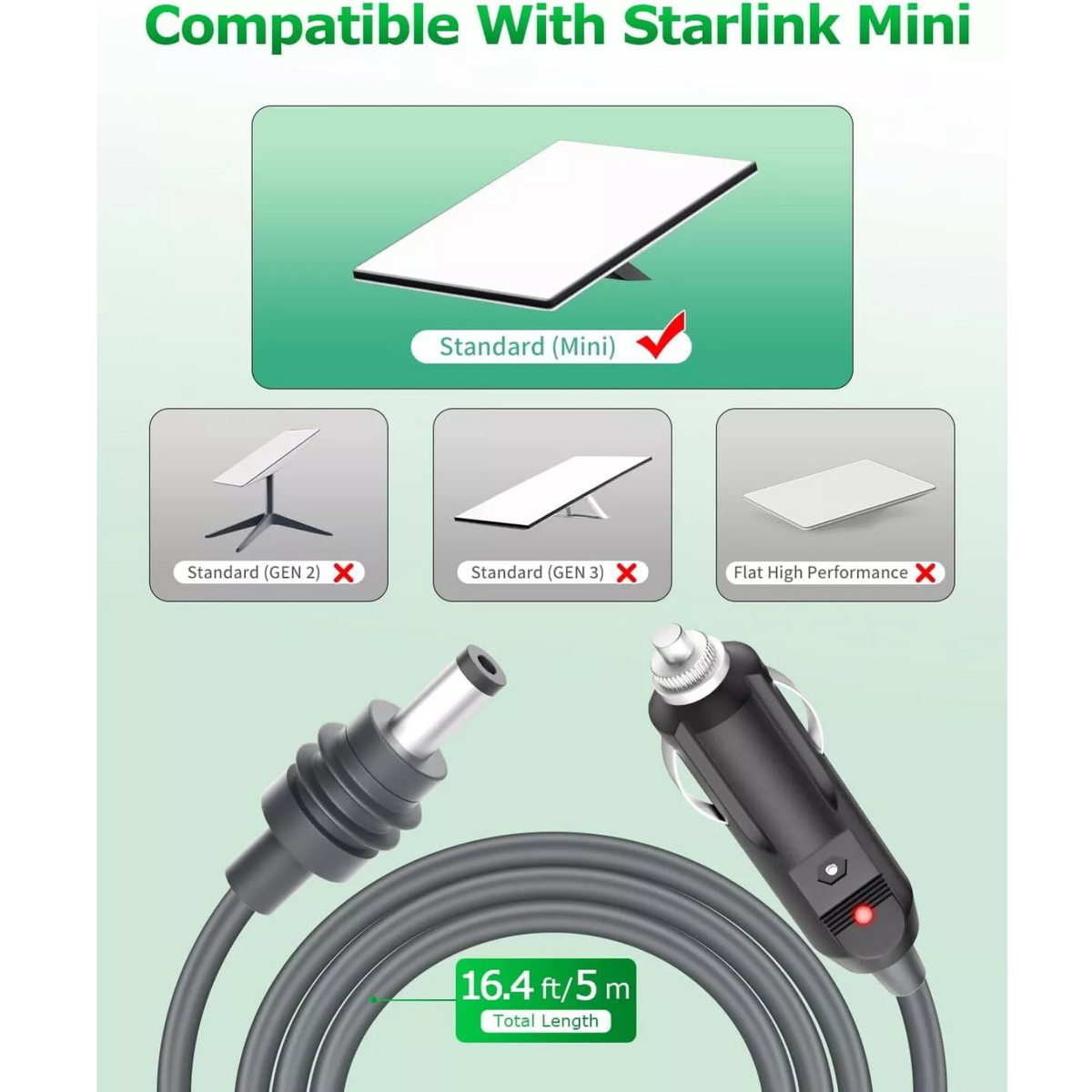 Starlink Mini DC Power Cable Extension for Internet Setup Needs 5m
