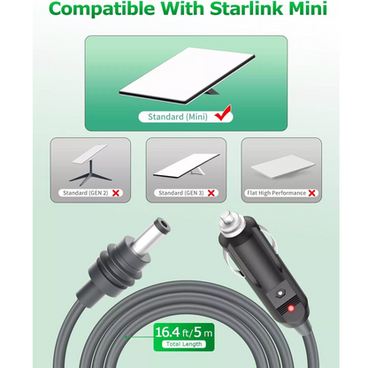 Starlink Mini DC Power Cable Extension for Internet Setup Needs 5m
