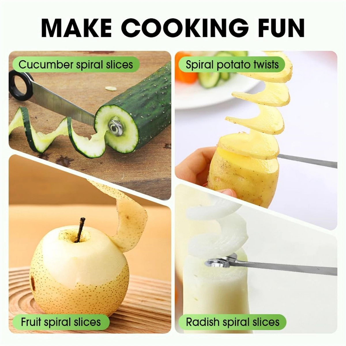 Portable Stainless Steel Potato Spiral Cutter Twister Kitchen Tool