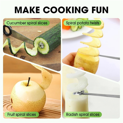 Portable Stainless Steel Potato Spiral Cutter Twister Kitchen Tool