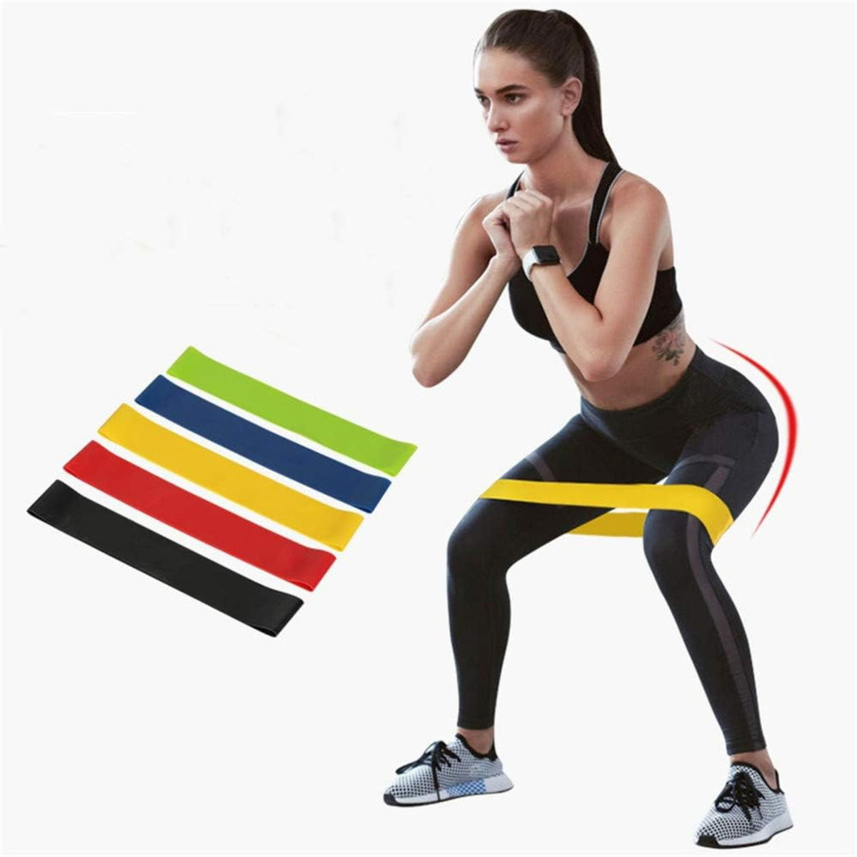 Yoga Stretch Straps 5pcs Resistance Bands Heavy Strength Exercise Crossfit Power