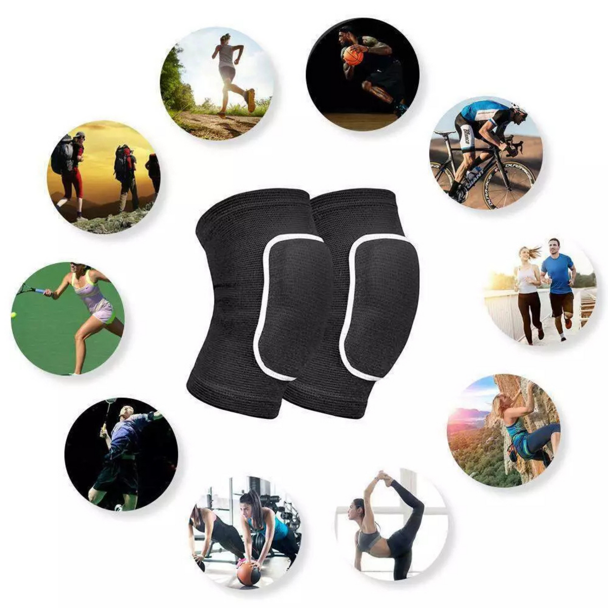 1 Pair Black Construction Knee Pads with Impact Protection Large