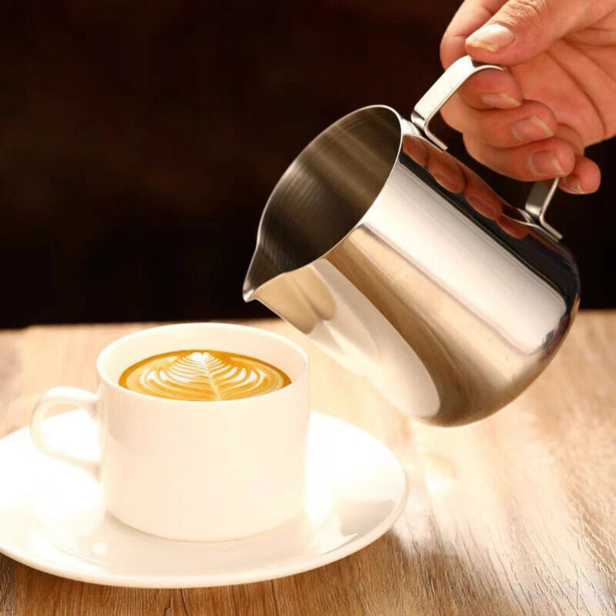 Coffee Milk Jug Stainless Steel Frothing Pitcher 350ml Barista