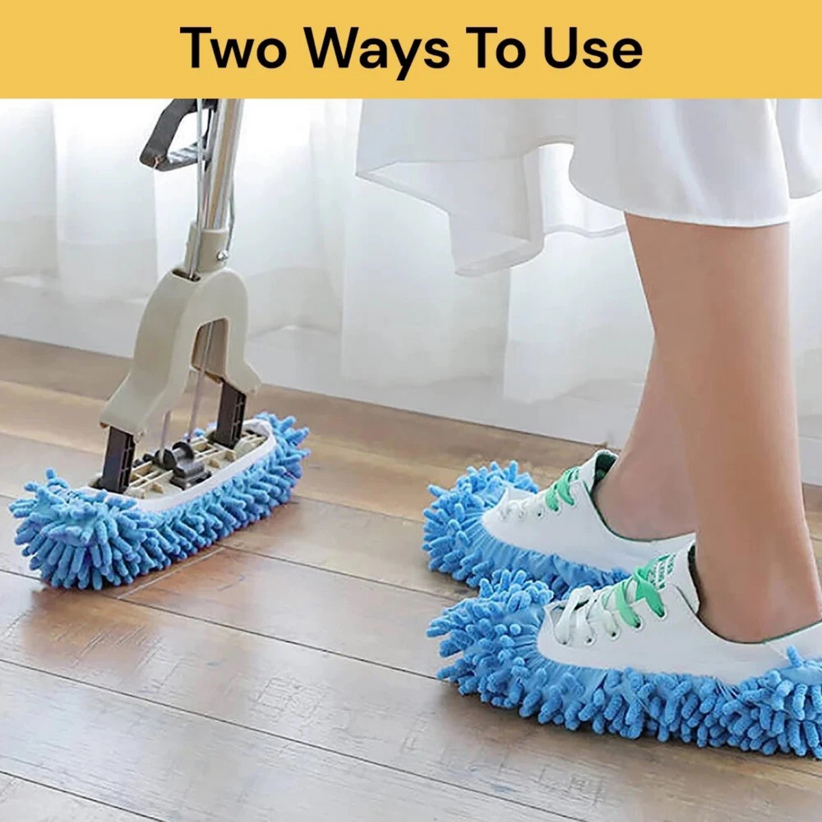 Blue Strecthable Mop Slipper Floor Polisher Cleaning Dust Pads 1x