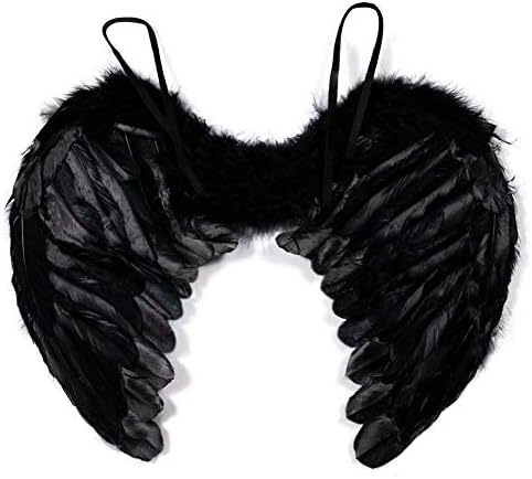 1x Large Black Angel Feather Wings Fairy Fancy Dress Halloween Children Adult