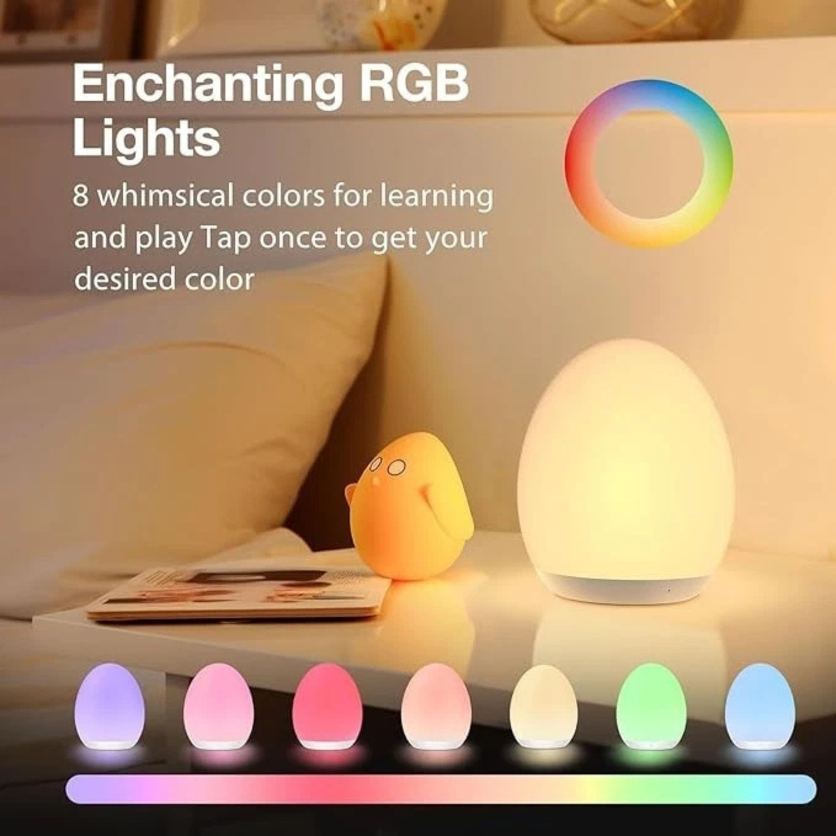 Touch Control Night Light with 8 Colour Dimming Ambient Table Lamp