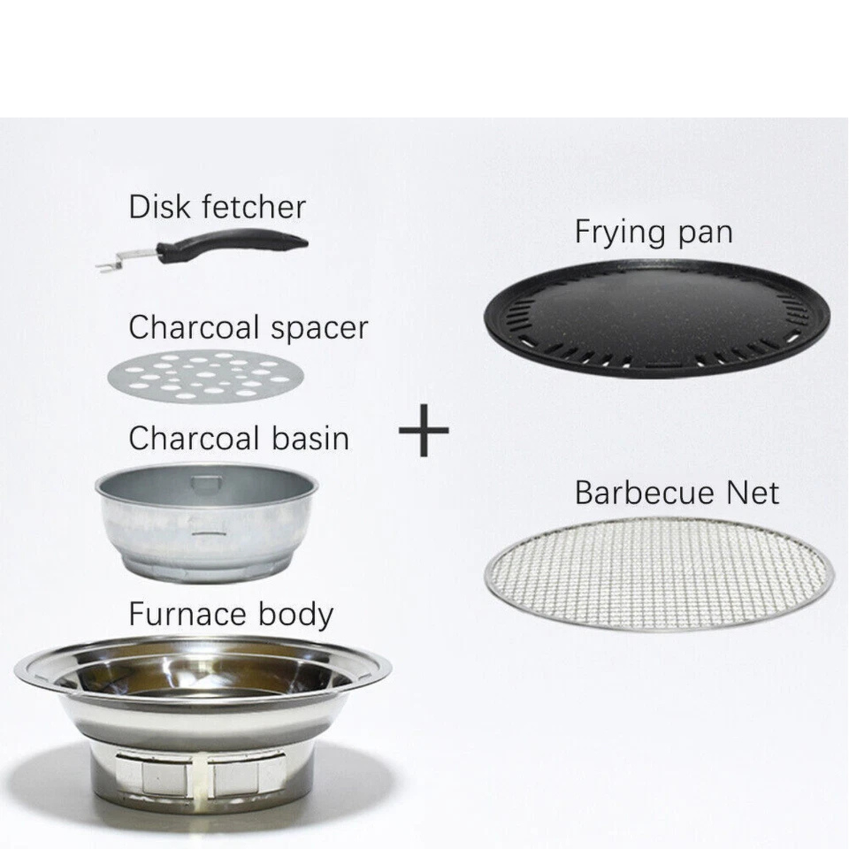 Korean Style Portable Charcoal BBQ Grill Compact Tabletop Cooking Stove Set