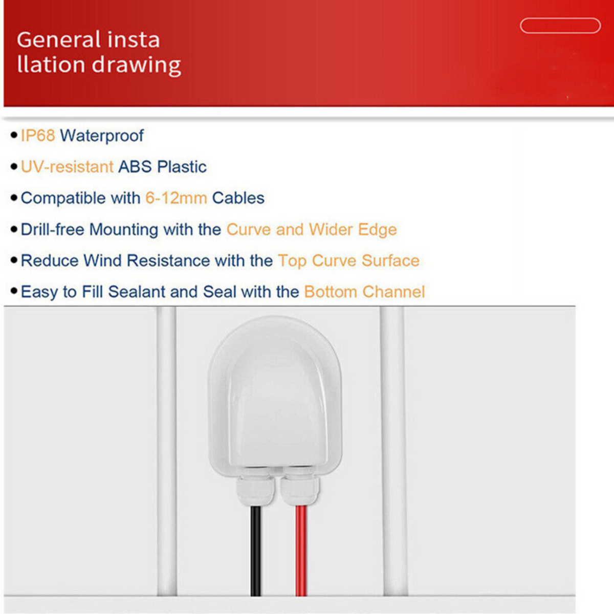 Double Hole Caravan Roof Boat Cable Entry Gland Solar Panel Mounting White