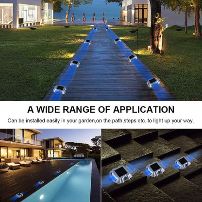 LED Road Markers 2pcs Solar Driveway Blue Light For Garden Pathway Stair