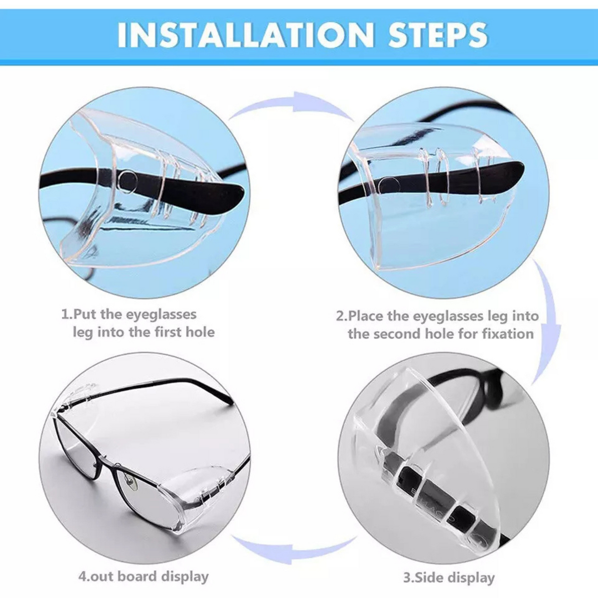 Glasses Protection Flexible Universal 4X Safety Eye Goggles Side Shields Clear