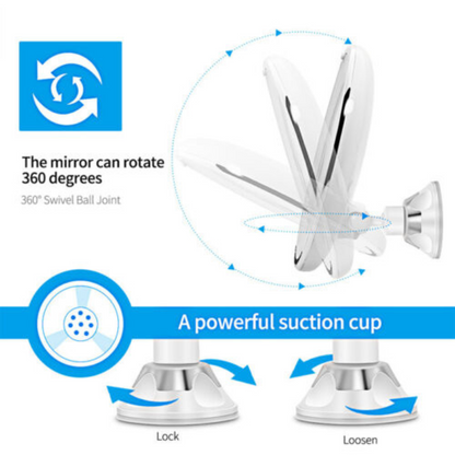 360° Rotation 10x Magnifying Makeup Mirror LED Light Cosmetic Bathroom Round