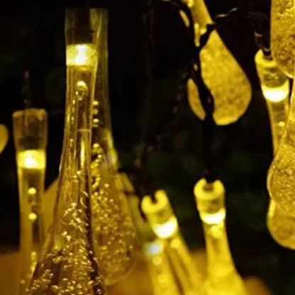 50 LED Raindrop Garden Christmas Solar Fairy String Lights Warm White