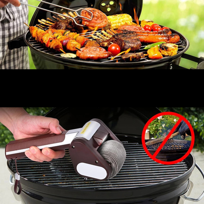 Stainless Steel BBQ Cleaner Brush Rechargeable Deep Cleaning Tool Brown
