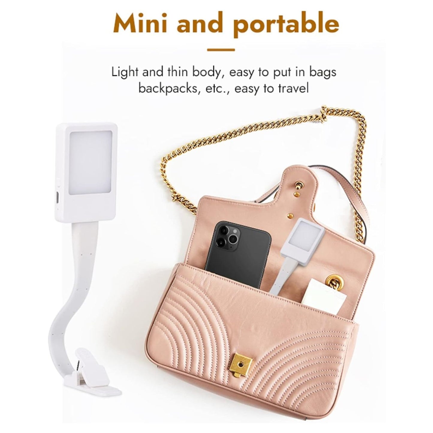 White Book Reading Lamp Flexible Clip On Bed Table USB Rechargeable LED Light