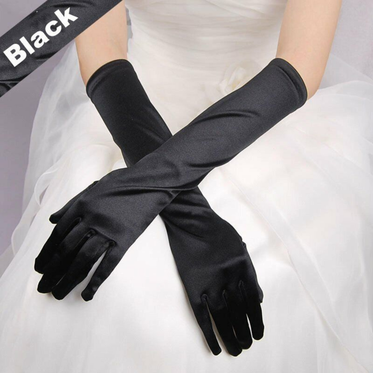Black Womens Glove Prom Wedding Ladies Long Satin Gloves Opera Costume
