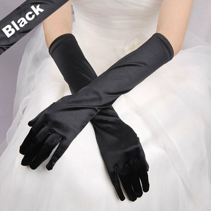 Black Womens Glove Prom Wedding Ladies Long Satin Gloves Opera Costume