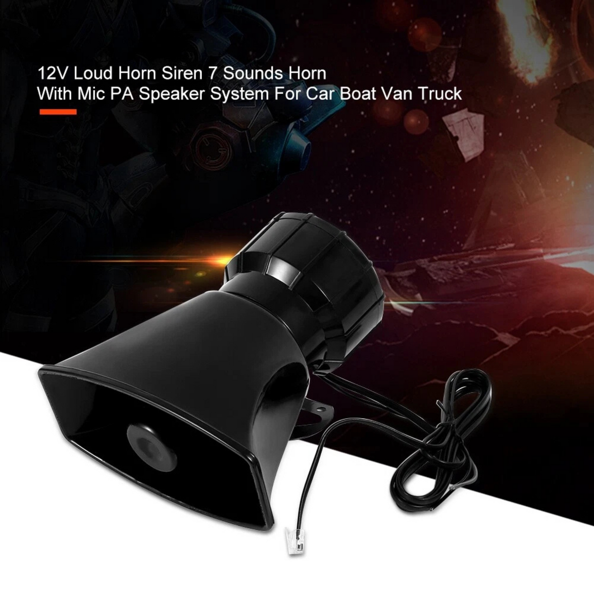 MIC Speaker 7 Sounds Car Vehicle Truck Van 12V Horn Siren Megaphone Loud