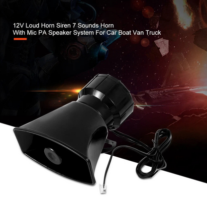 MIC Speaker 7 Sounds Car Vehicle Truck Van 12V Horn Siren Megaphone Loud