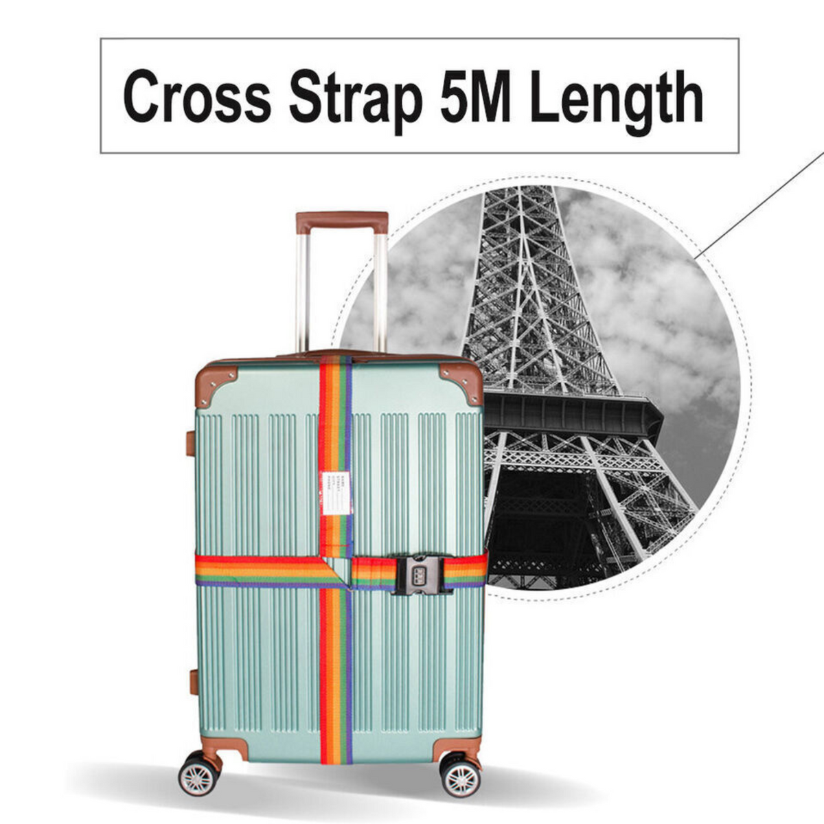 Belt Lock Safe Nylon Luggage Strap Code Password Travel Suitcase Rainbow