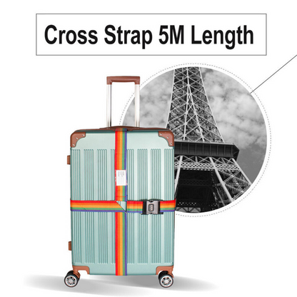 Belt Lock Safe Nylon Luggage Strap Code Password Travel Suitcase Rainbow