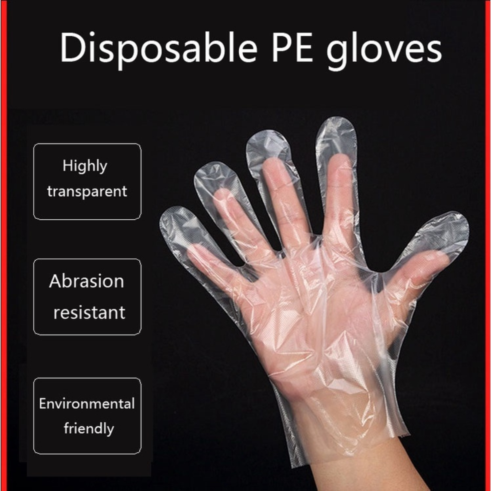 200 pcs Transparent Food Handling Hygienic Catering Disposable Plastic Gloves