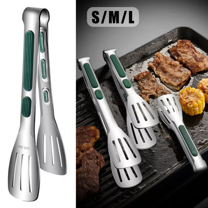 S+M+L Grill Meat Bread Serving Clip Anti-Slip Stainless Steel Kitchen Food Tongs