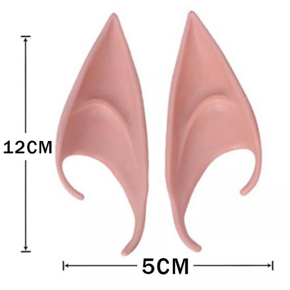 1 Pair L Pink 12x5cm Halloween Costume Cosplay Rubber Elf Ears Fairy Elven