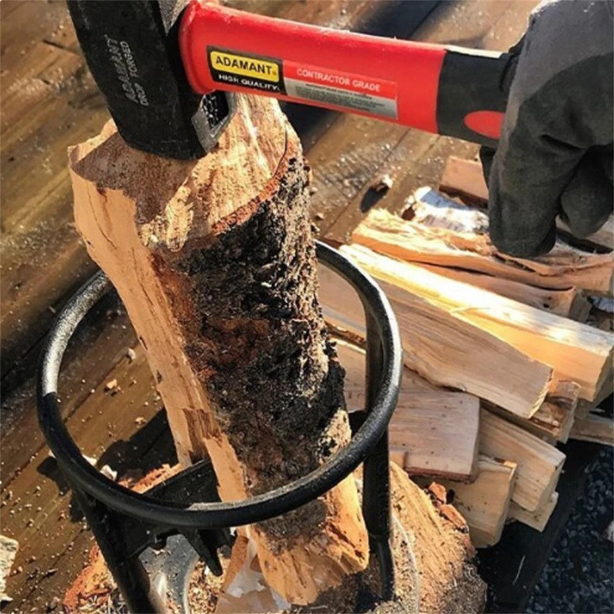 Cast Iron Heavy Duty Outdoor Manual Log Splitter Tool Firewood Kindling Splitter