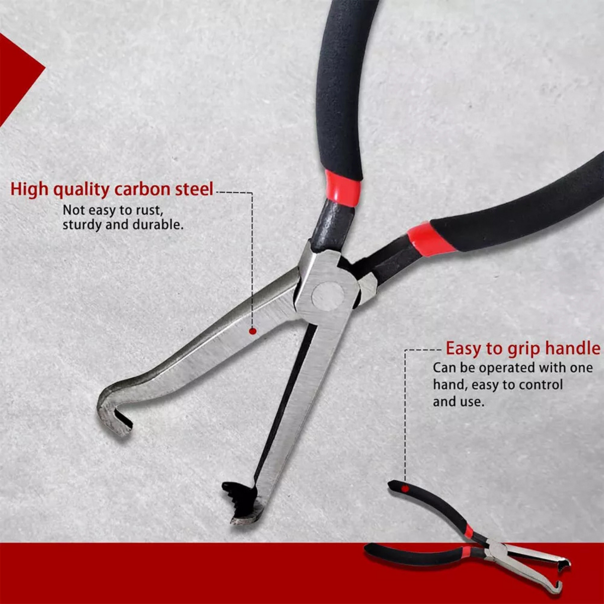 Red Black Pliers for Car Connectors 8inch Electrical Disconnect Long Spark Plug