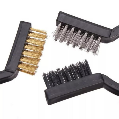 3x Set Stainless Steel Nylon Scrub Brushes Mini Wire Brush Brass