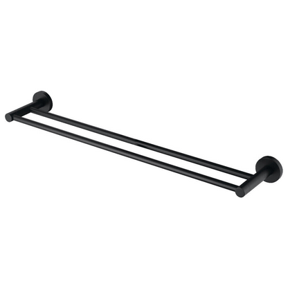 Bathroom Robe Hooks Towel Rail Racks Toilet Roll Holder 750mm Double Rail Black