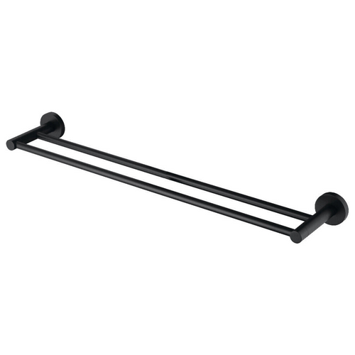 Bathroom Robe Hooks Towel Rail Racks Toilet Roll Holder 750mm Double Rail Black