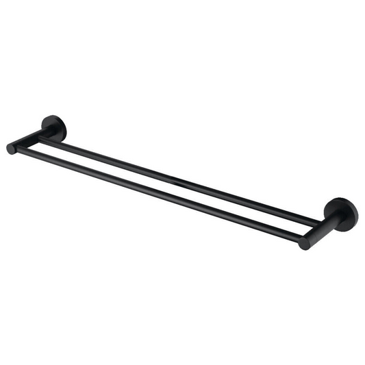Bathroom Robe Hooks Towel Rail Racks Toilet Roll Holder 750mm Double Rail Black