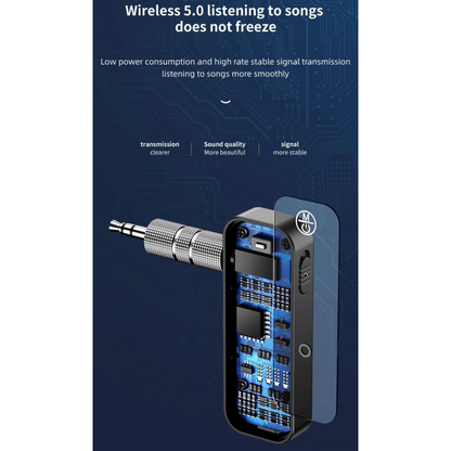 Audio Transmitter Receiver Adapter AUX 3.5mm Bluetooth 5.0 Car TV PC Speaker