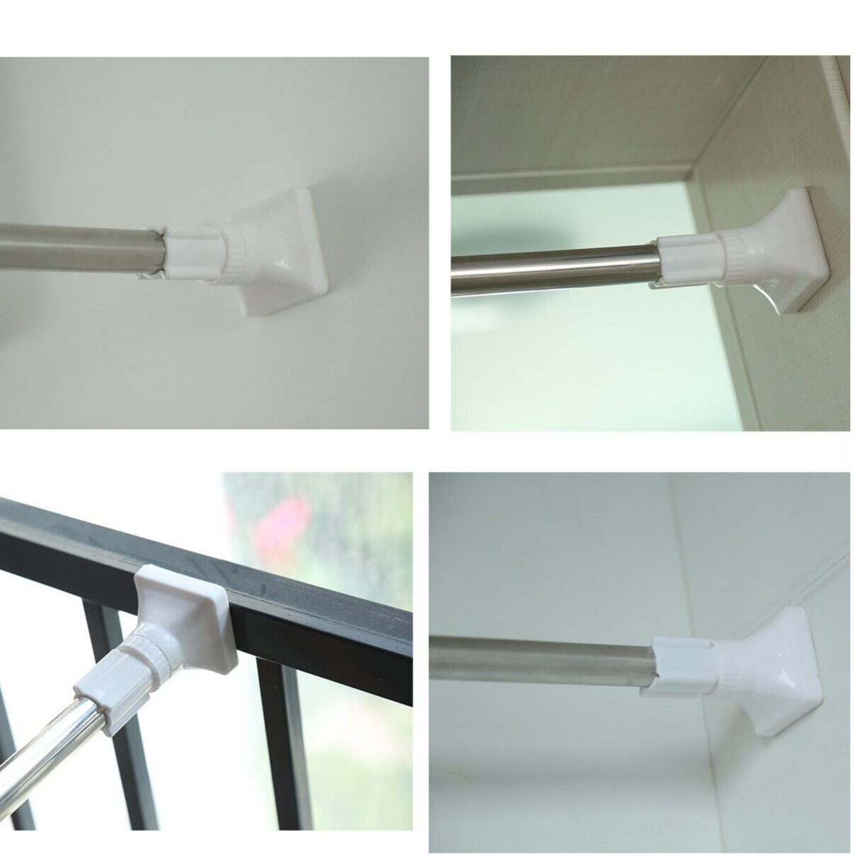 Extendable Rack Shower Adjustable Tension Rod Wind Curtain Closet Pole