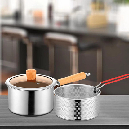 Small Fryer Pot Durable Stainless Steel Deep Fryer for Home