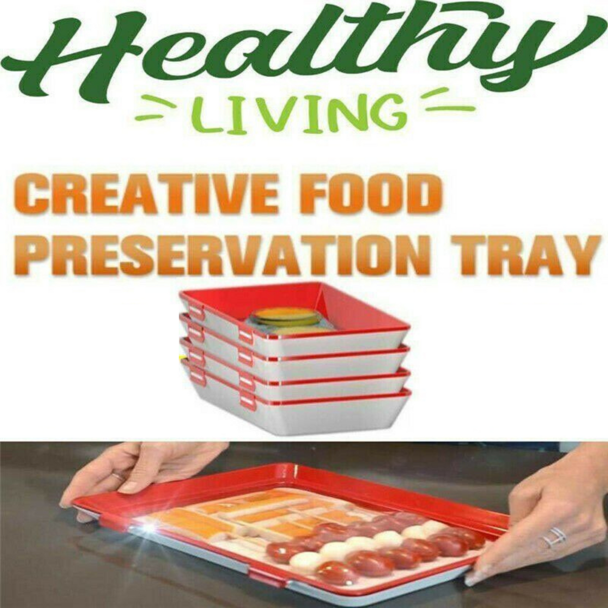 Reusable Plastic Food Fresh Storage Food Preservation Tray Plate Cover