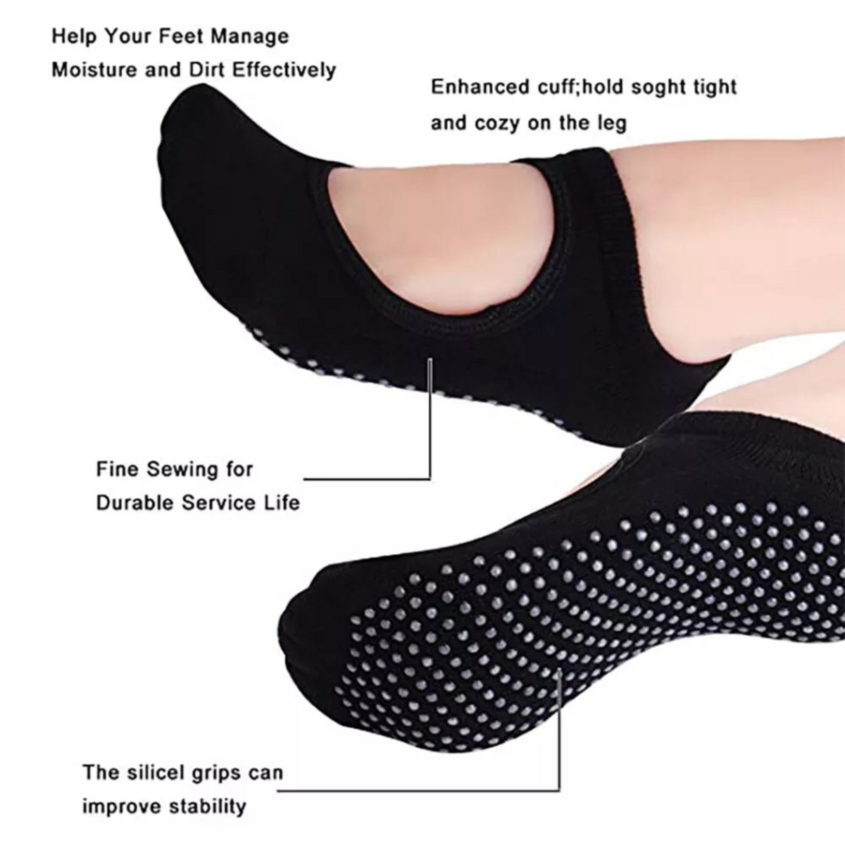 Massage Ballet Socks with Grip Yoga Socks Non-Slip Pilates Exercise Cotton