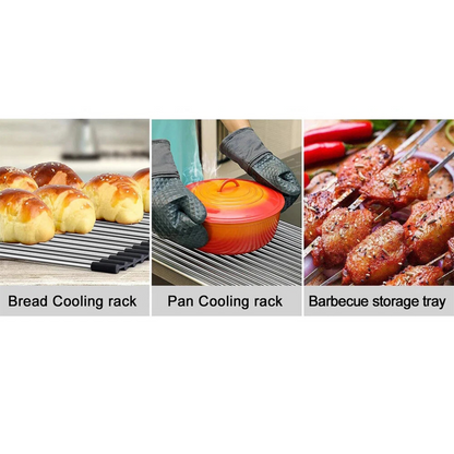 28x47cm Stainless Steel Rack Roll Up Foldable Dish Rack Drying Drainer Over Sink