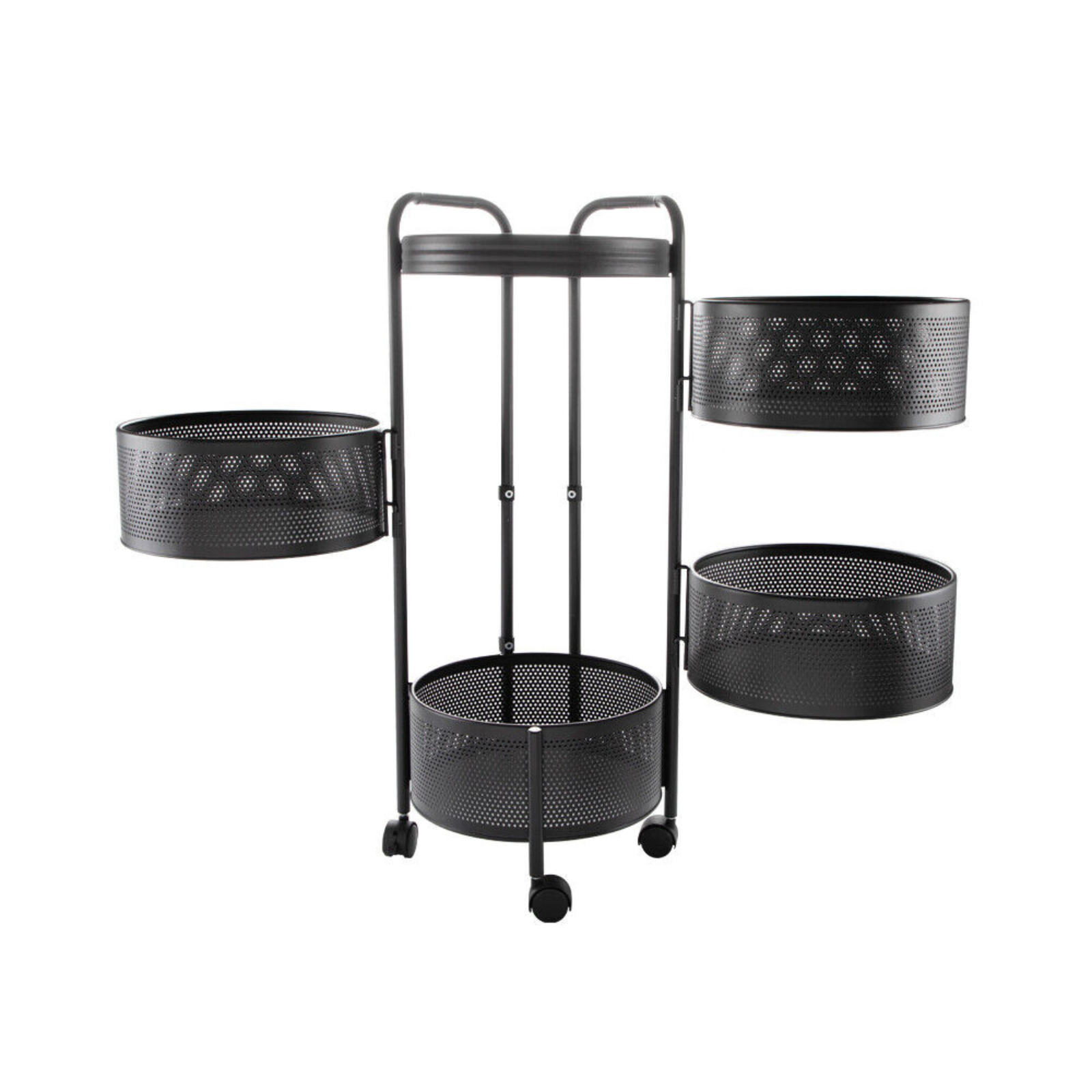 4 Tiers Trolley Rack Organizer Kitchen Storage Fruits Veg Rolling Carts Basket