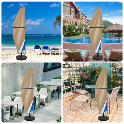 Khaki 265cm Dust Protection Rain Sun Garden Patio Parasol Outdoor Umbrella