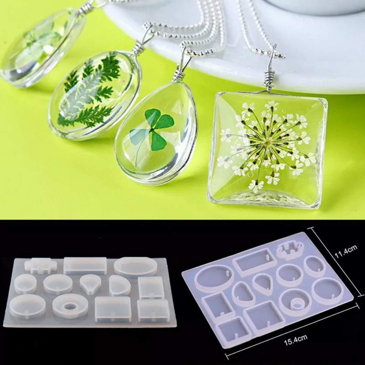 DIY Resin Supplies Necklace Mold Craft 12 Silicone Mould Pendant Jewelry Making