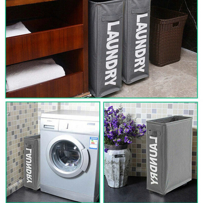 Large Foldable Laundry Washing Clothes Bag Dark Grey Durable Fabric