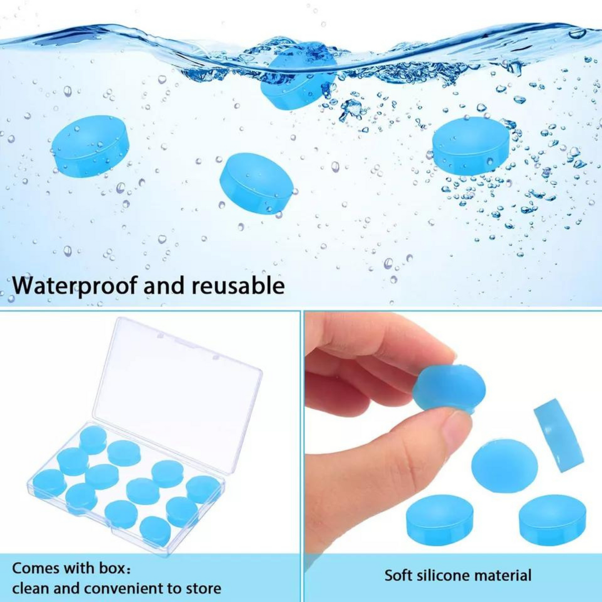 Anti Snore Moldable Ear Plugs Adjustable Sleep 12Pcs Soft Silicone Comfortable