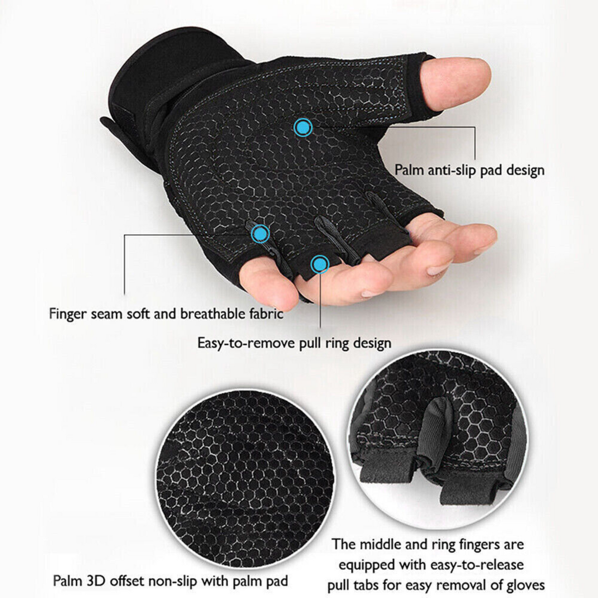 Training Wrist Strap Black M Best Weight Lifting Gloves Gym Bodybuilding
