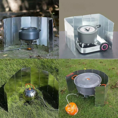 Wind Shield Screen BBQ Gas Stove 10 plates Foldable Aluminum Camping Cooker