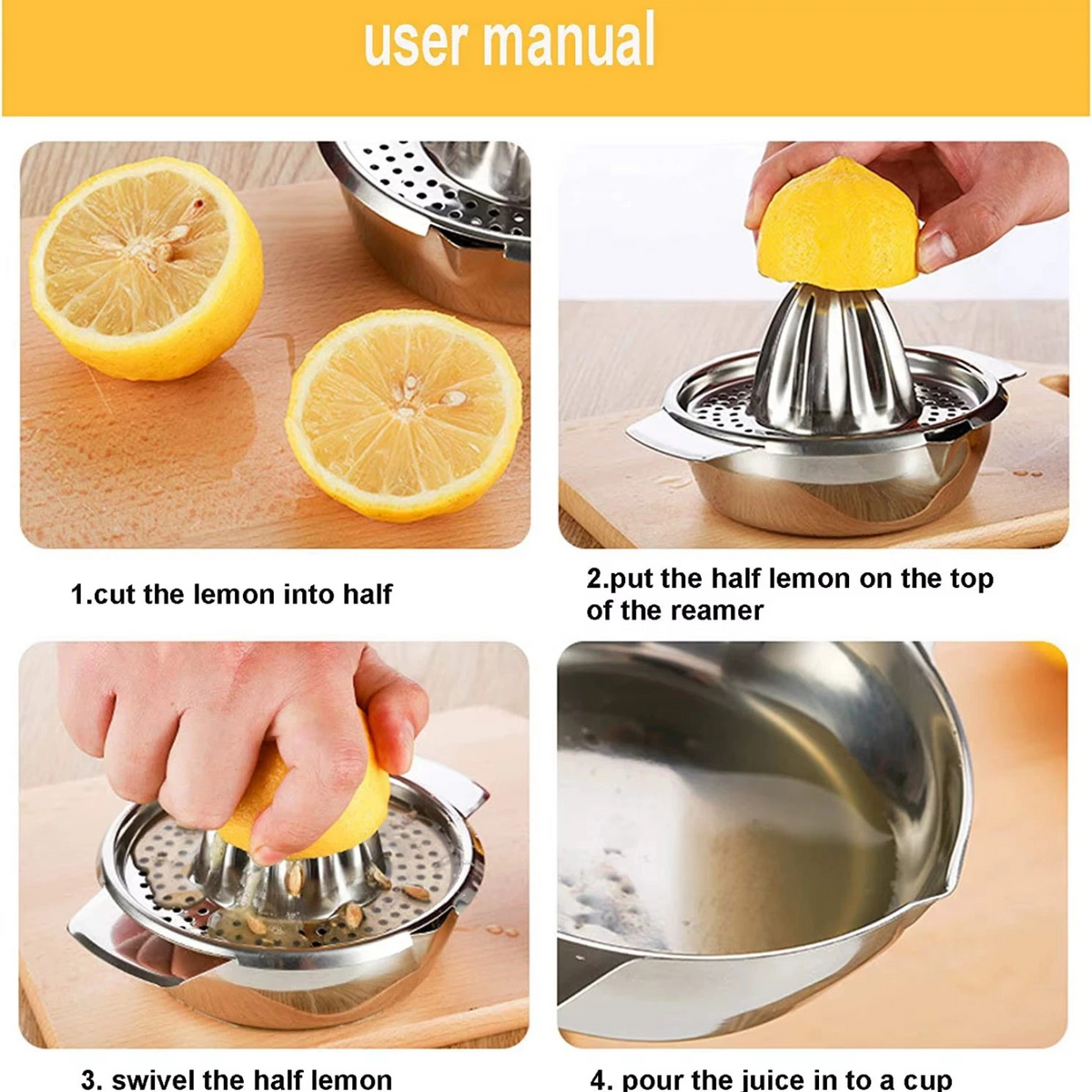 Juicer /Manual Press Squeezer Stainless Steel Fruit Lemon Citrus Orange