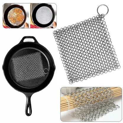 Home Kitchen Cookware Chain mail Scrubber Cast Iron Cleaner Stainless Steel