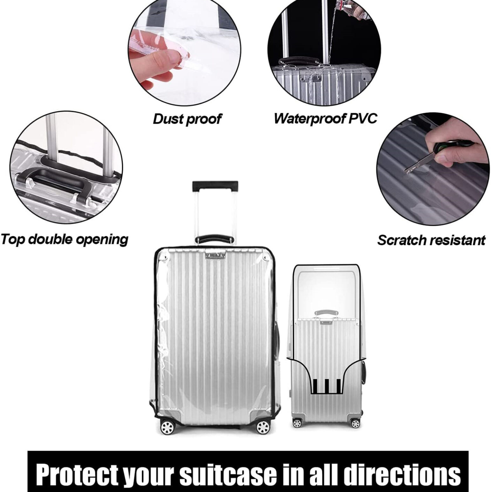 30" Clear PVC Travel Luggage Protector Transparent Waterproof Suitcase Cover