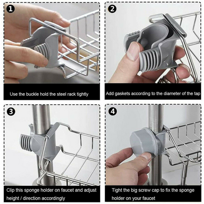 Silver Holder Racks Storage Organizer Kitchen Sink Faucet Shelf Sponge Dish Rack